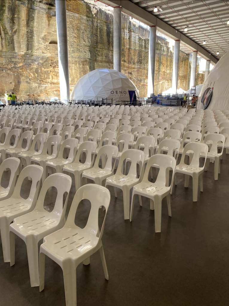 White plastic chairs